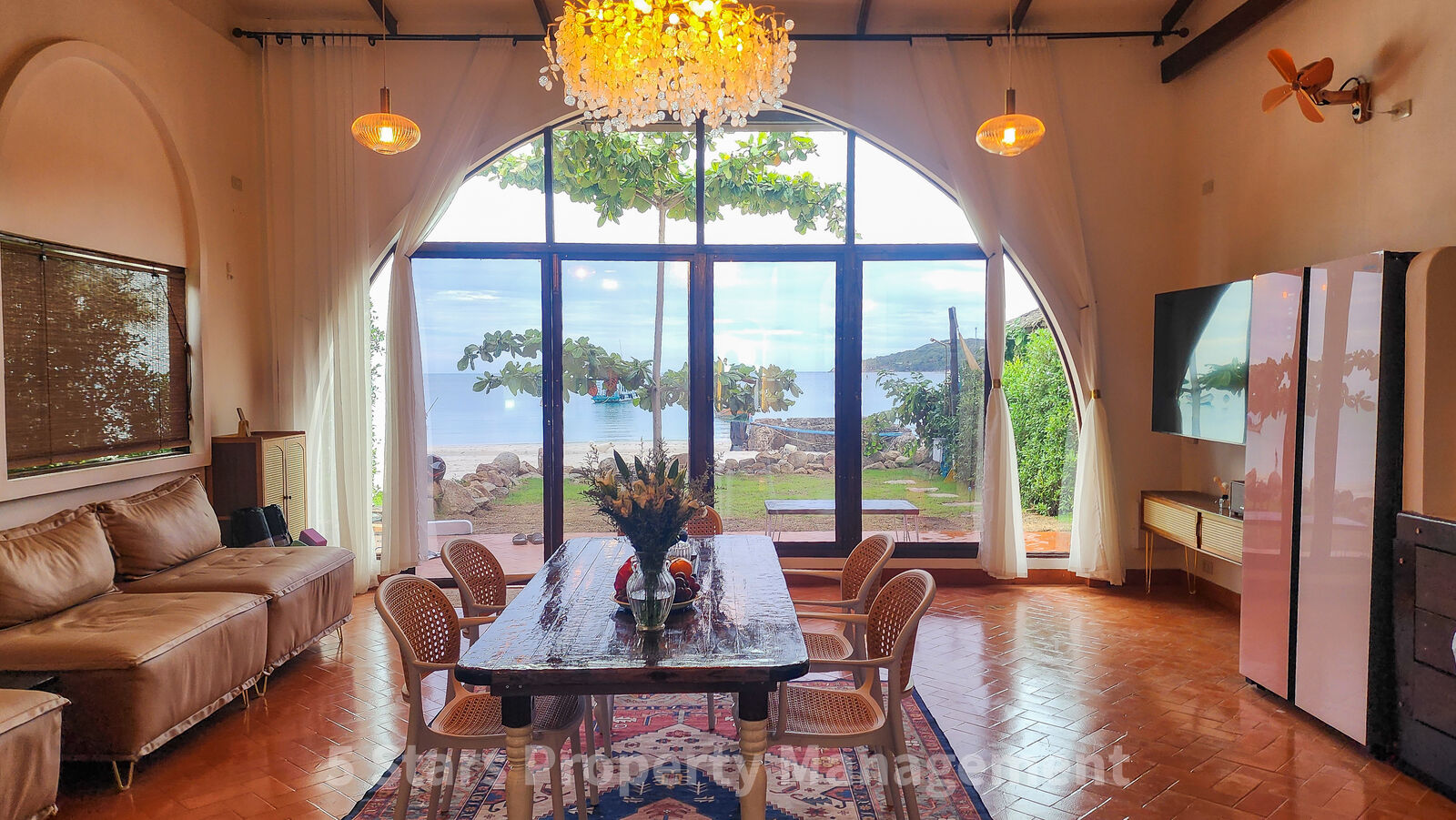 Warm living room interior of a managed villa